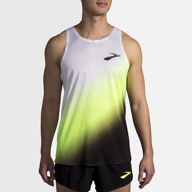 Brooks Elite Mens Running Tank Top Ireland White (LVAD-25816)